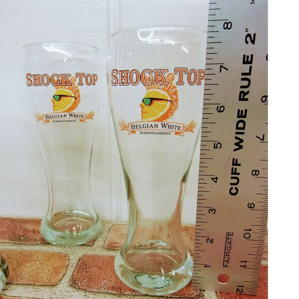 Shocktop Tall‎ Pilsner Beer Glasses Curvy Set of 3 16oz Bar Belgian White Beer